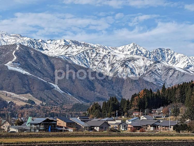白馬と紅葉　その２ 山,山々,風景の写真素材