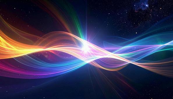 カラフルなオーロラと星空の写真