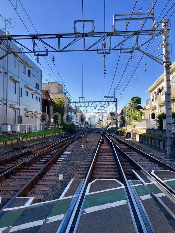 西武新宿線　上石神井　踏切　 踏切,線路,西武線の写真素材