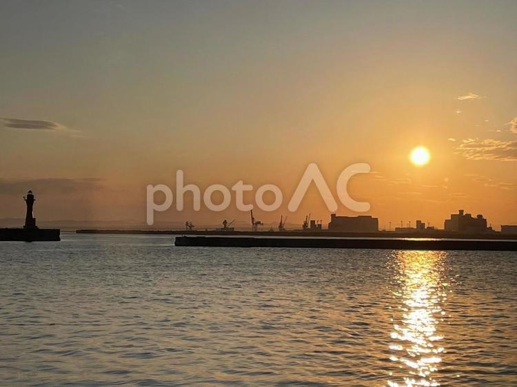 北海道の風景　14698 夕日,自然,夕暮れの写真素材