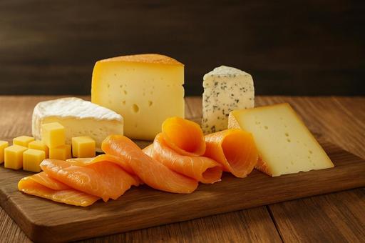チーズとサーモンの盛り合わせの写真