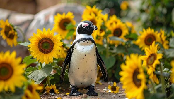 ペンギンとひまわり ペンギンとひまわりの写真