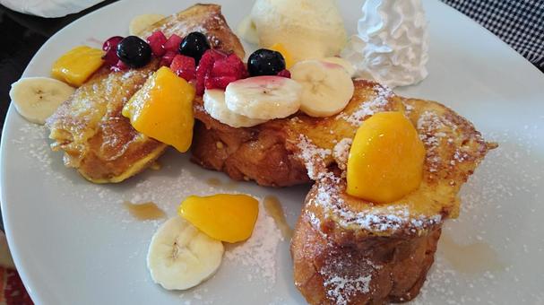 フレンチトースト cafe,フランスパン,卵液の写真素材