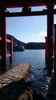 鳥居 鳥居 冬,箱根,風景の写真素材