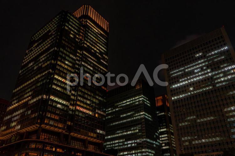 ビジネス街の夜景イメージ 東京,ビル,ビジネス街の写真素材