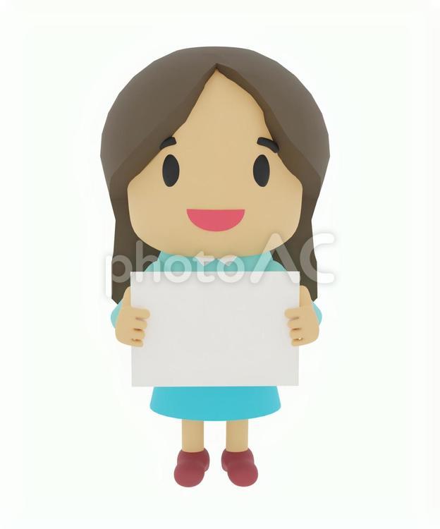白紙のフリップを持った私服の人 カジュアル,パネル,紙芝居の写真素材