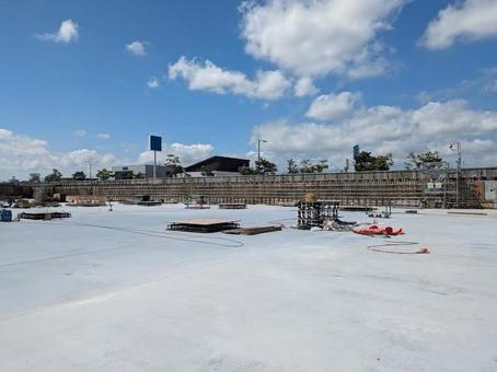 工事現場 仮囲い,足場,コンクリート土間の写真素材