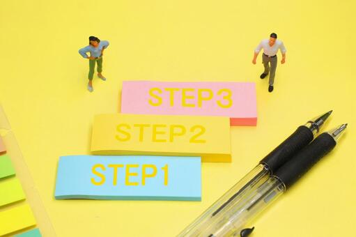 3つのステップ ステップ,ステップアップ,フローの写真素材
