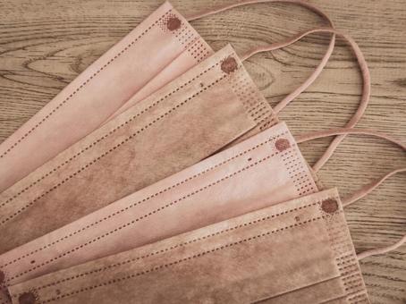 ピンクとベージュのマスク マスク,風邪,不織布の写真素材