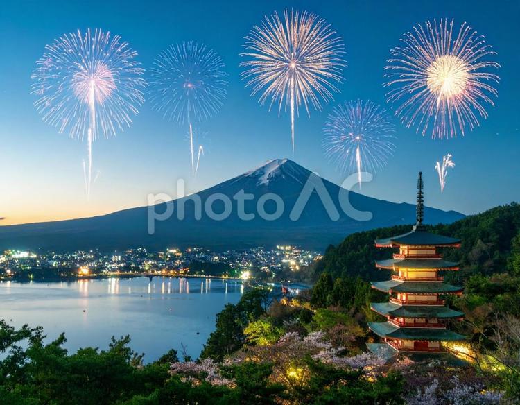 美しい花火大会　夏祭り 花火大会,花火,祭りの写真素材