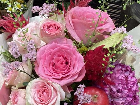 ピンクのバラの花束 花束,花,ピンクの写真素材