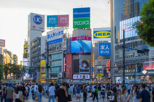 夕方の渋谷スクランブル交差点 夕方の渋谷スクランブル交差点 渋谷,東京,夏休みの写真素材