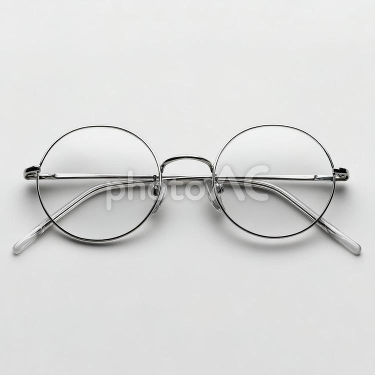 ミニマルなデザインの透明な眼鏡 眼鏡,メガネ,丸眼鏡の写真素材