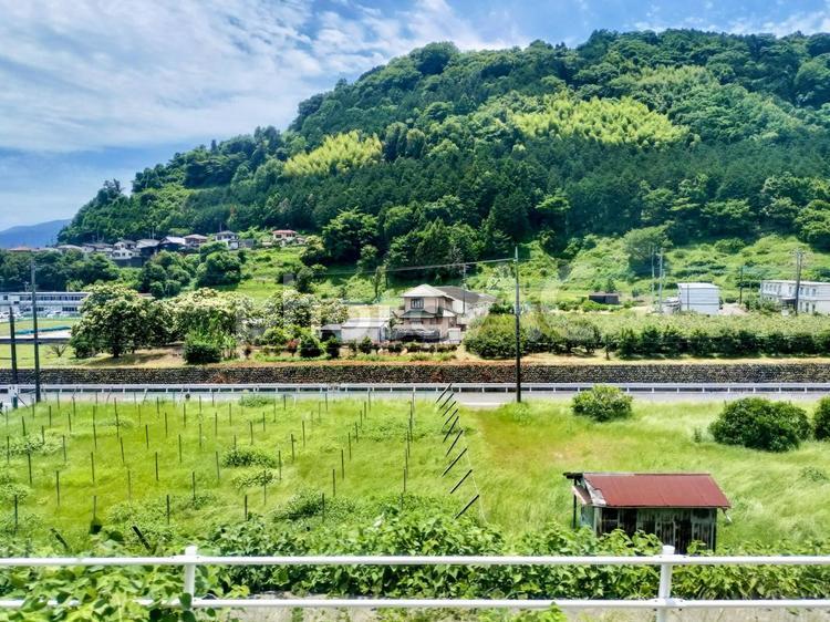 御殿場線車窓から足柄上郡山北町の沿線風景 jr御殿場線,車窓風景,沿線風景の写真素材