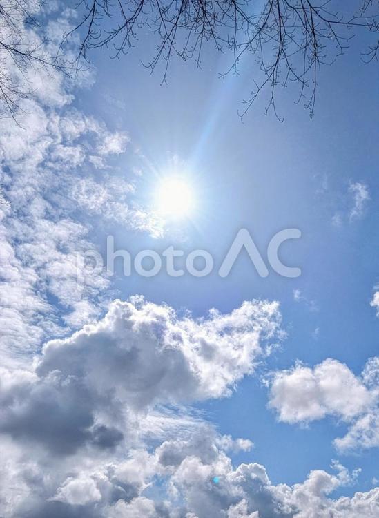 空と雲と太陽と 空,雲,太陽の写真素材