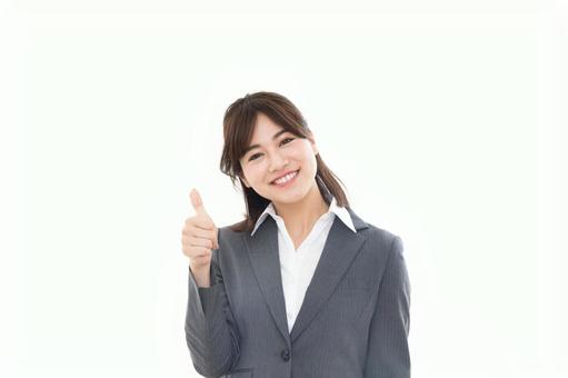 ビジネスウーマン　グッド　サムズアップ ビジネスウーマン,白バック,1人の写真素材