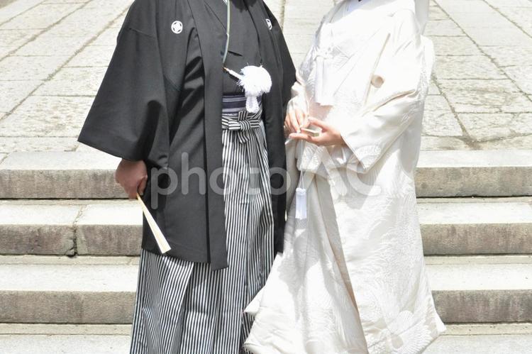 神前式の2人 神前式,神社,神宮の写真素材