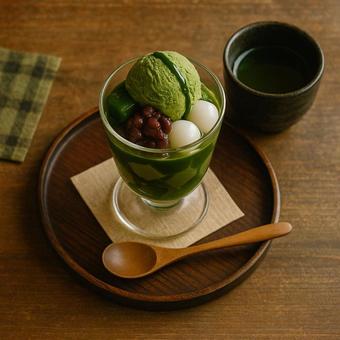 抹茶パフ-俯瞰視点の写真