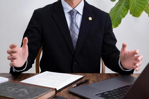 相談者に説明している弁護士の男性 弁護士,法律相談,法律事務所の写真素材