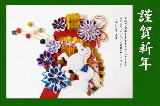 午年年賀状 白馬の羽子板 午年年賀状 白馬の羽子板 年賀状背景,午年,白馬の写真素材