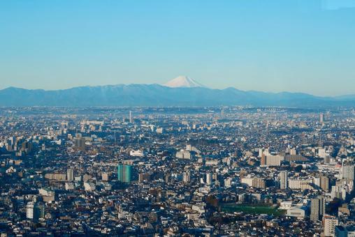 展望台から見た都市 ビル 富士山 展望台から見た都市 ビル 富士山 高層ビル,都会,オフィスの写真素材