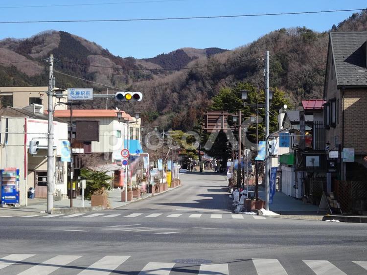 長瀞駅前交差点 長瀞駅,レトロ,田舎の写真素材