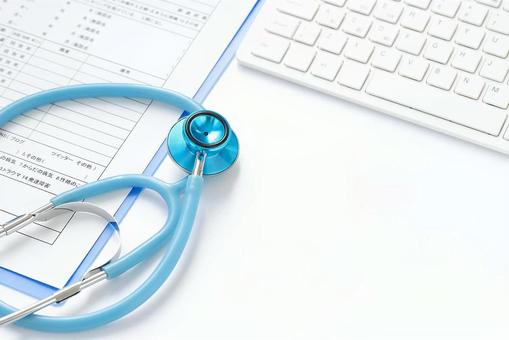 Hospital reception questionnaire Light blue stethoscope ④, JPG Hospital reception questionnaire Light blue stethoscope ④, hospital, inquiry, medical checkup, JPG