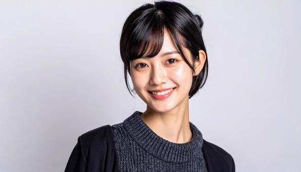 カットモデル笑顔の女性 カットモデル笑顔の女性の写真