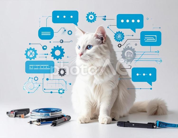 PC猫 猫,ネコ,パソコンの写真素材