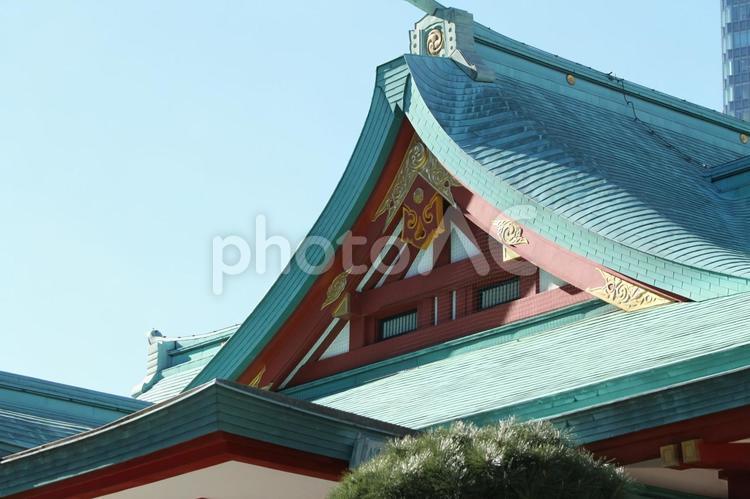 日枝神社の屋根 日枝神社,神社,屋根の写真素材