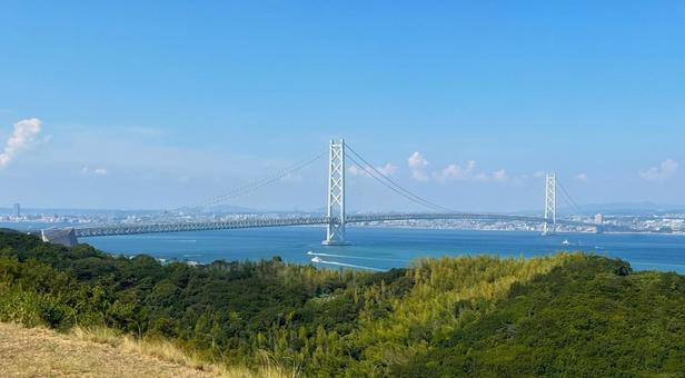 橋（明石海峡大橋） 橋,吊り橋,明石海峡の写真素材