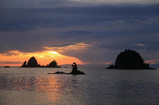 Photo, সুন্দর সূর্যাস্ত, ডাতিয়ানজি কোস্ট, nishiizu-চো, 