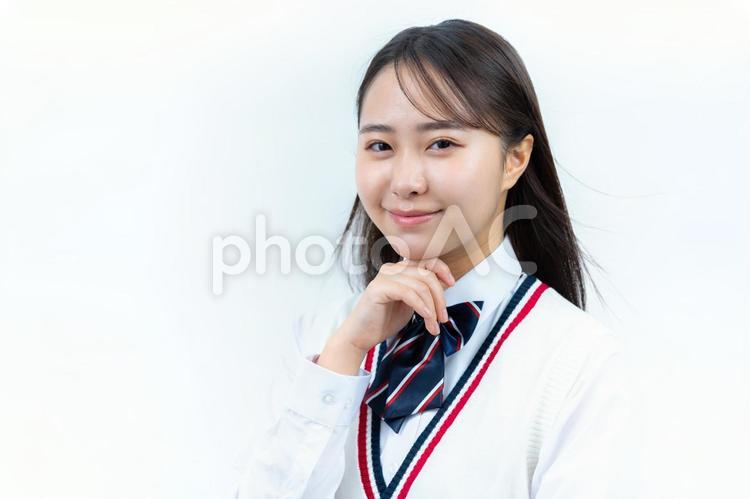 制服を着た女子高生 女子高生,笑顔,高校生の写真素材