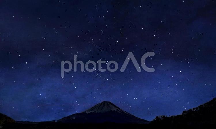 夜空 富士山 自然 絶景 星空 冬 宇宙 夜空,富士山,自然の写真素材