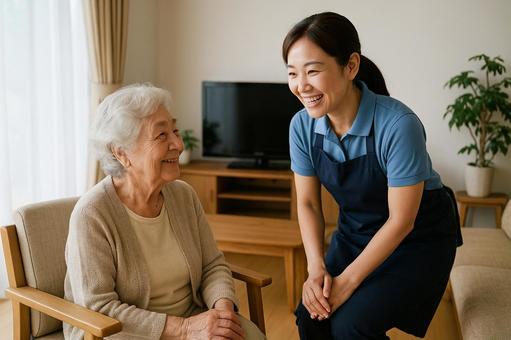 在宅介護の会話シーン 在宅介護の会話シーンの写真