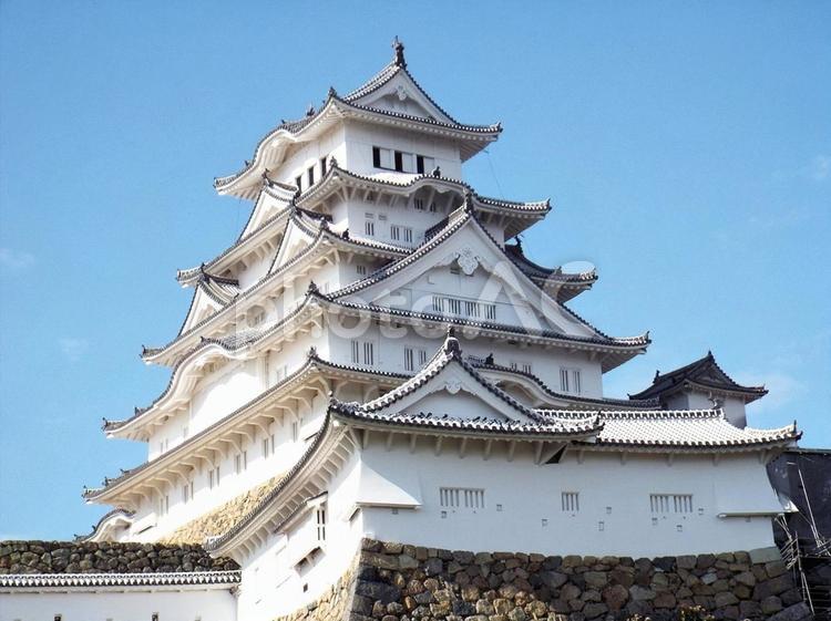 【風景写真】姫路城の風景 姫路城,天守閣,木造の写真素材