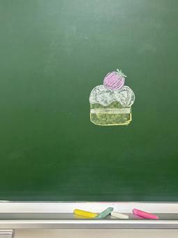 黒板に描いたケーキ 01 ケーキ,洋菓子,食べ物の写真素材