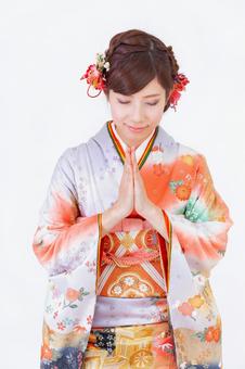 振袖を着た女性 晴れ着,成人の日,成人の写真素材