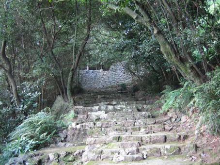 宇和島城 城跡の風景 石垣 石段 宇和島城 城跡の風景 石垣 石段の写真
