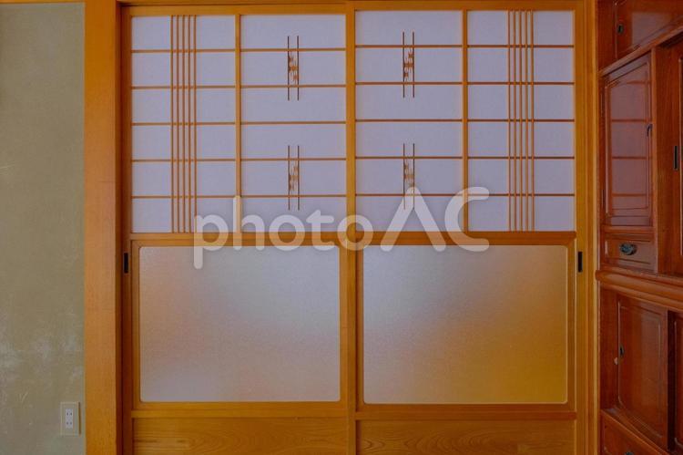 引き戸（茶の間：檜製） 引き戸,和室,和の写真素材