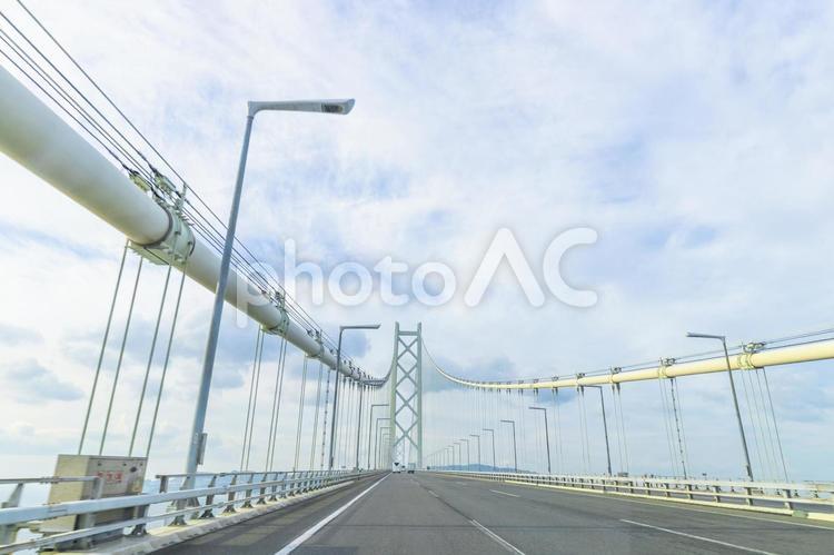 明石海峡大橋の風景 明石海峡大橋,旅行,つり橋の写真素材