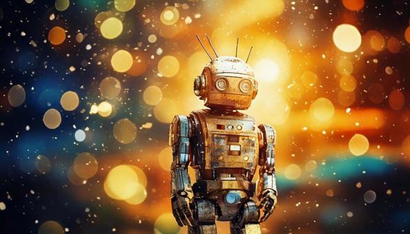 AI 傷ついたロボット 幻想的 未来の写真