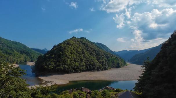 百夜月の県境 百夜月の県境 百夜月,北山川,風景の写真素材