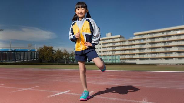 陸上競技を楽しむ少女6 陸上競技を楽しむ少女6の写真