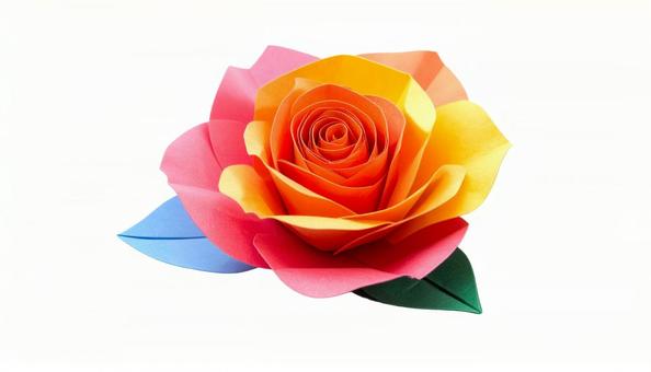 レインボー折り紙の薔薇(背景透過) レインボー折り紙の薔薇(背景透過)の写真