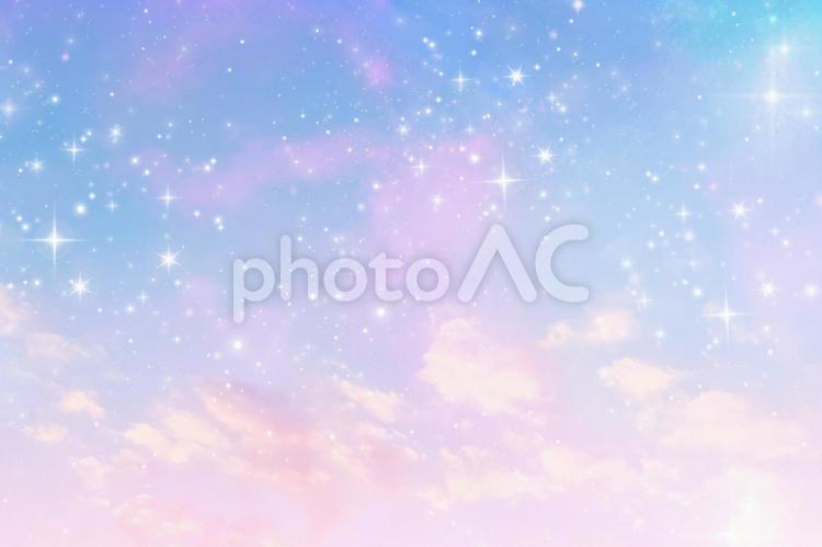 優しいピンク色水彩画風の空テクスチャ 空,青空,星空の写真素材