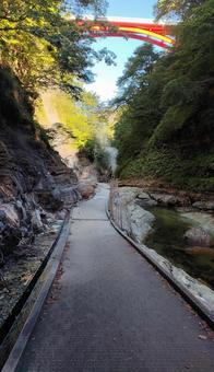 小安峡大噴湯（秋田県湯沢市） 峡谷,小安峡大噴湯,秋田県湯沢市の写真素材