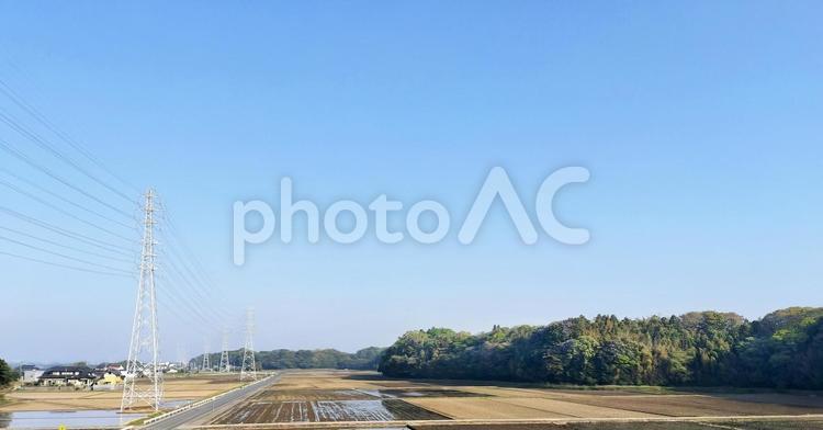 東水戸道路から　ひたちなか市三反田の田園 水田,田圃,田んぼの写真素材