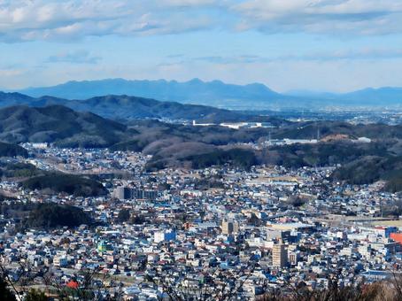 仙元山から見る小川町の街並み 仙元山から見る小川町の街並み 小川町,仙元山,展望の写真素材
