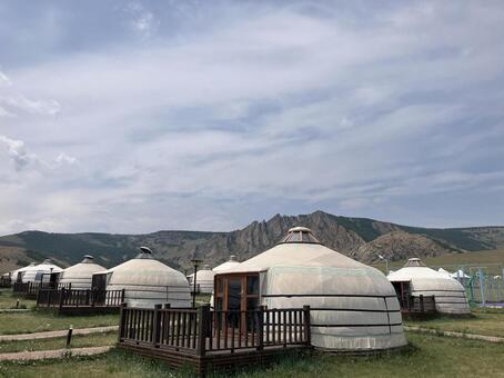 モンゴルのゲル モンゴル,ゲル,キャンプの写真素材